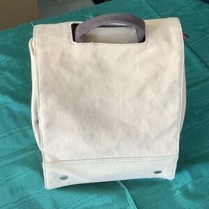 Banana Republic Cream and Brown Canvas travel Bag